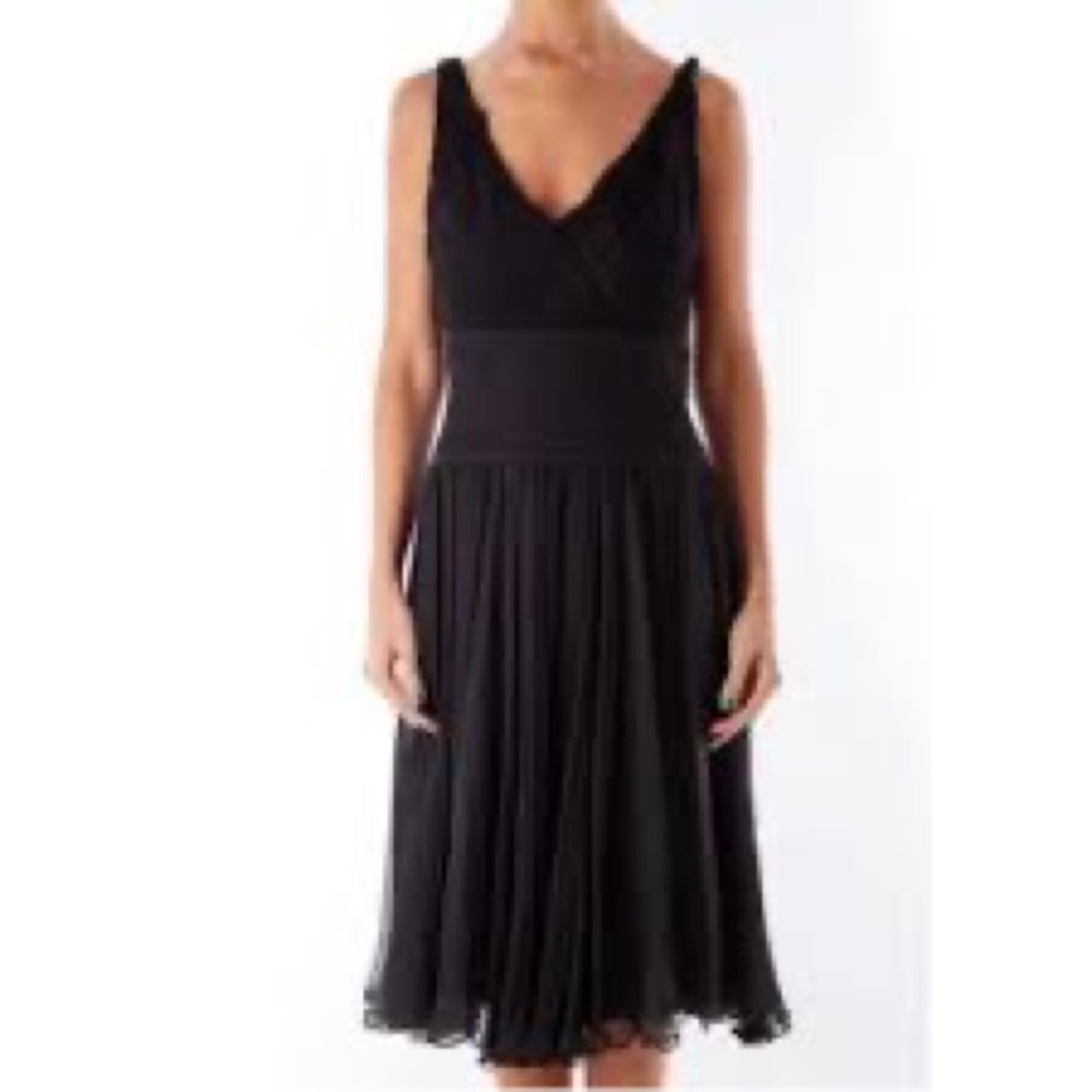 Tadashi Shoji Black 100% Silk Chiffon Dress Size 6